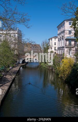 Beautiful grand houses on Regents Canal Regents Park London Stock Photo