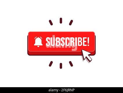 Subscribe button with arrow cursor and shadow icon vector. Stock Vector