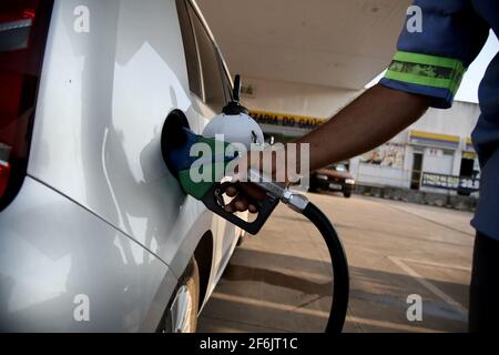 mata de sao joao, bahia / brazil - october 5, 2020: vehicle is seen during refueling at a gas station in the city of Mata de Sao Joao. Stock Photo