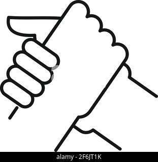 Arm wrestling partner icon, outline style Stock Vector