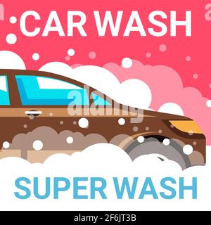 Car wash auto service for vehicles, maintenance Stock Vector