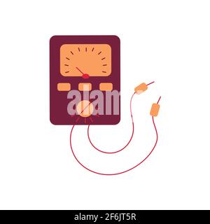 Ammeter. Vector isolated icon illustration in flat style. A device for measuring current strength in an electrical circuit. Research, physics Stock Vector