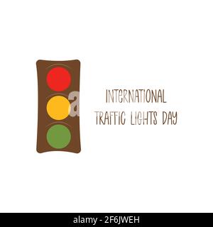Traffic lights. Red, yellow, green signals. Traffic regulation. Colorful vector illustration in flat style. International traffic lights day Stock Vector