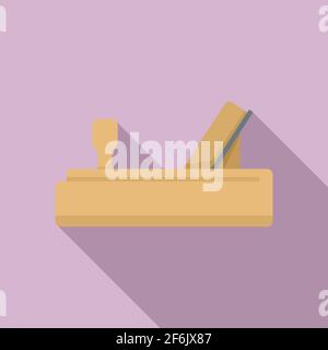 Wood plane icon, flat style Stock Vector