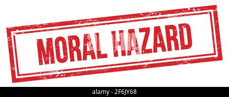 MORAL HAZARD text on red grungy vintage rectangle stamp. Stock Photo