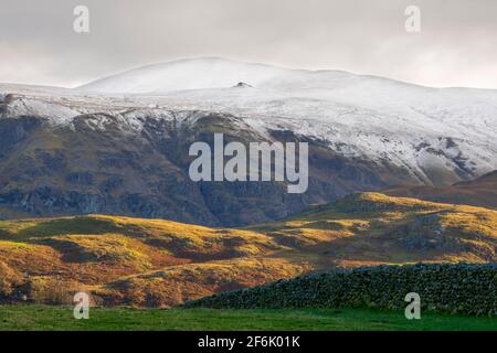 Helvellyn Range from Castlerigg Stone Circle, Lake District National Park, Cumbria Stock Photo