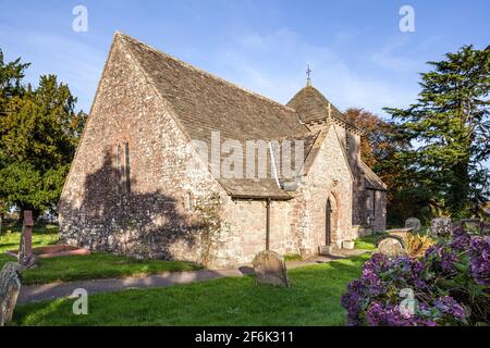 St Mary Magdalene church, set in a circular churchyard, at Hewelsfield in the Forest of Dean, Gloucestershire UK Stock Photo