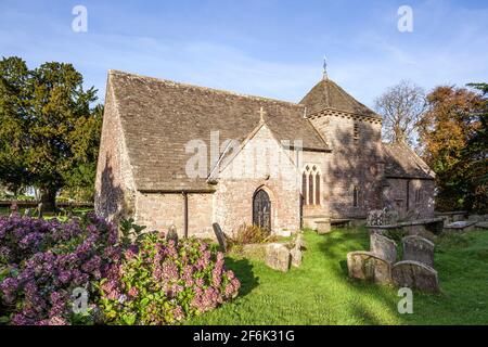 St Mary Magdalene church, set in a circular churchyard, at Hewelsfield in the Forest of Dean, Gloucestershire UK Stock Photo