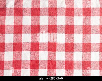 Red checked fabric tablecloth - Background Stock Photo