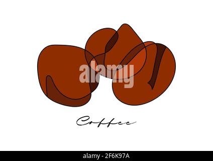 One continuous line drawing whole healthy organic coffee bean. Modern single line draw design graphic vector. Stock Vector