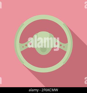 Car steering wheel icon, flat style Stock Vector