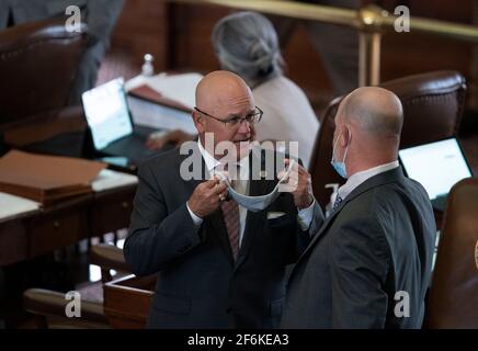 Austin, TX USA March 31, 2021:  State Rep. Kyle Kacal, R-College Station, on the floor of the Texas House of Representatives during routine bill readings at the 87th Texas legislative session. ©Bob Daemmrich Stock Photo