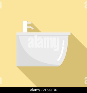 Ceramic bidet icon, flat style Stock Vector