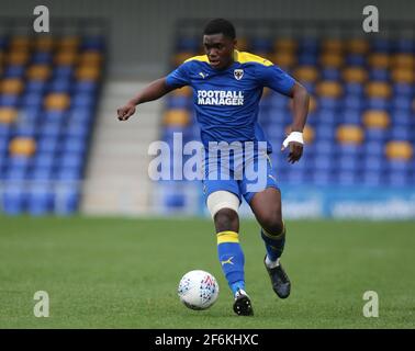 WIMBLEDON ENGLAND - MARCH  31:  Obed Yeboah of AFC Wimbledon during FA Youth Cup Fourth Round Proper between AFC Wimbledon and Tottenham Hotspur at Pl Stock Photo