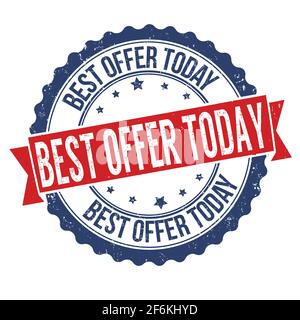 Best offer today grunge rubber stamp on white background, vector illustration Stock Vector