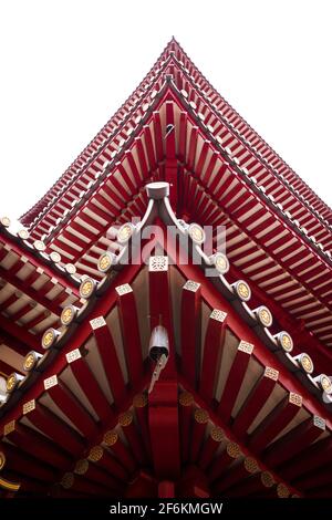 Chinatown, Singapore - December 25, 2013: Detail of the facade of the Buddha Tooth Relic Temple and Museum in Chinatown, Singapore. Stock Photo