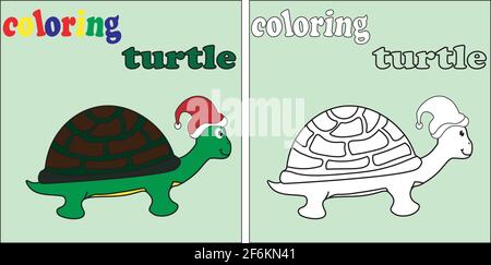 coloring turtle vector Stock Vector