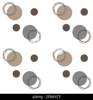 Seamless abstract pattern with circles in pastel colors on white background. Outline drawing. Color illustration. Design elements, simple linear sket Stock Photo