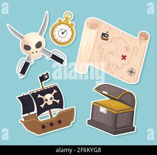 items treasure pirates Stock Vector