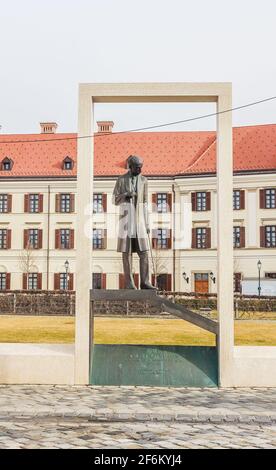 Monument of Istvan Bethlen, prime minister. Castle theater. Mount Buda.  Budapest, Hungary Stock Photo
