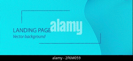 Teal, blue landing page background with dark particles. Landing page, banner template. Dotted lines. Tech point pattern. Vector abstract design. EPS10 Stock Vector