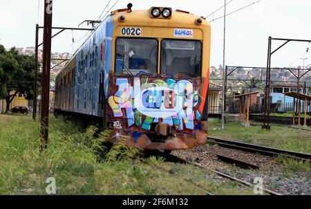 salvador, bahia / brazil - november 23, 2015: suburban train is seen passing through the Lobato neighborhood in the city of Salvador. Stock Photo