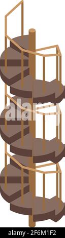Wood spiral staircase icon. Isometric of Wood spiral staircase vector icon for web design isolated on white background Stock Vector