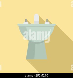 Equipment bidet icon, flat style Stock Vector
