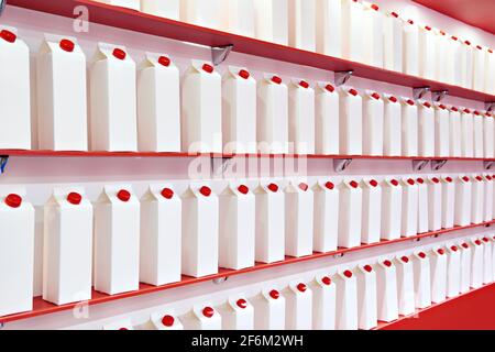 Packaging for pasteurized dairy products Stock Photo