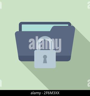 Locked remote folder icon, flat style Stock Vector