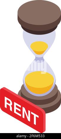 Hourglass rent icon. Isometric of Hourglass rent vector icon for web design isolated on white background Stock Vector