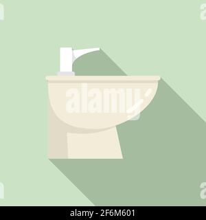 Domestic bidet icon, flat style Stock Vector