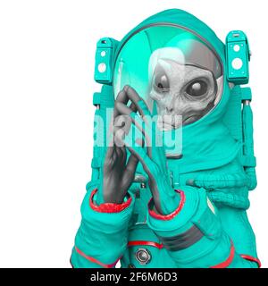alien astronaut is talking about aliens meme pose, 3d illustration ...