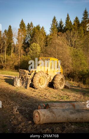 Forest tractor LKT 81 in the Bieszczady Mountains. Eastern Carpathians, Poland, Europe Stock Photo