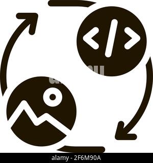 picture programming code icon Vector Glyph Illustration Stock Vector