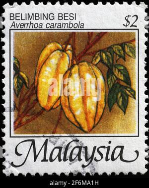 Star fruit on malaysian postage stamp Stock Photo