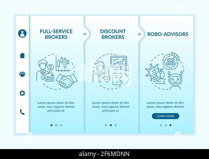 Professional trader types onboarding vector template Stock Vector