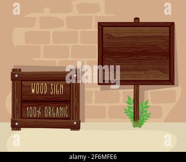 wood two signals Stock Vector