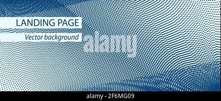 Navy blue, white landing page background. Futuristic banner template. Spotted lines. Technology pattern with particles. Vector abstract design. EPS10 Stock Vector