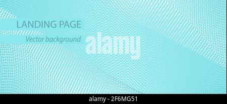 Turquoise background with white, gray particles. Landing page, presentation template. Dotted lines. Tech points pattern. Vector abstract design. EPS10 Stock Vector