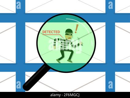 Detected malware in phishing mail, vector art Stock Vector