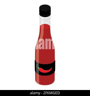 Hot sweet chili sauce bottle package isolated on white background.Vector Stock Vector