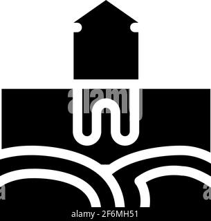 house geothermal heating energy icon Vector Glyph Illustration Stock Vector