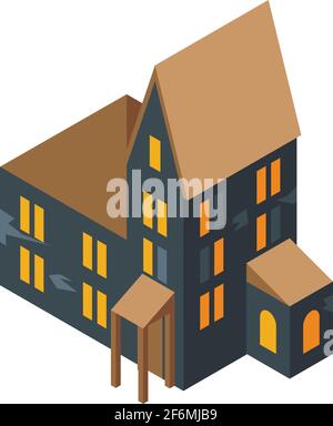 Creepy big house icon. Isometric of Creepy big house vector icon for web design isolated on white background Stock Vector