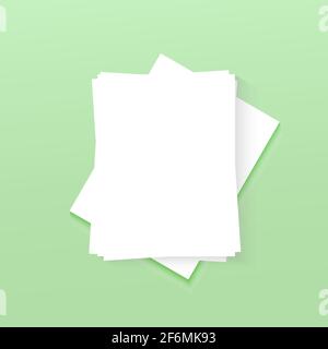 Empty business realistic cards on minimal colored gren background. Top view. Place to insert text Stock Vector