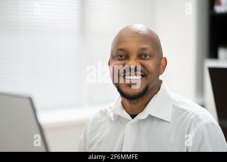 African American Confident Women Smiling In Video Conference Stock Photo