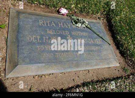 Culver City, California, USA 19th March 2021 A general view of atmosphere of actress Rita Hayworth's Grave in Grotto Section at Holy Cross Cemetery on March 29, 2021 in Culver City, California, USA. Photo by Barry King/Alamy Stock Photo Stock Photo