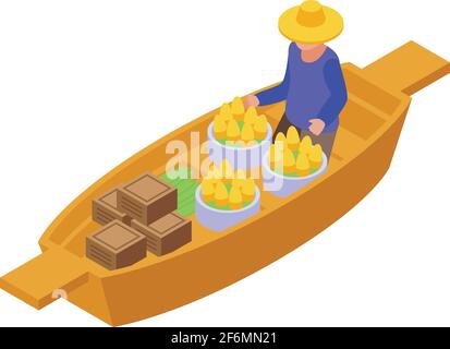 Culture floating market icon. Isometric of Culture floating market vector icon for web design isolated on white background Stock Vector