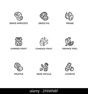 Vector set of design elements, logo design template, icons and badges for cuisine specialties. Line icon set, editable stroke. Stock Vector