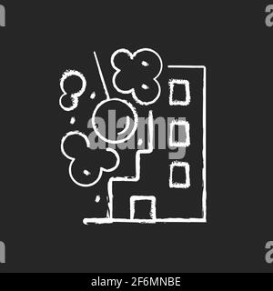 Construction sites chalk white icon on black background Stock Vector
